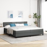 VidaXL Pat cu Cadru de Arcuri cu Saltea Gri &Icirc;nchis 200x200 cm Țesătură