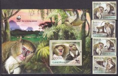 Guineea Bissau 2013 fauna maimute WWF MI 6644-6647 + bl.1163 MNH ww81