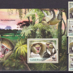 Guineea Bissau 2013 fauna maimute WWF MI 6644-6647 + bl.1163 MNH ww81