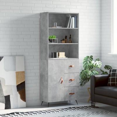 Gossi dulap inalt, gri beton, 69,5x34x180, lemn compozit foto