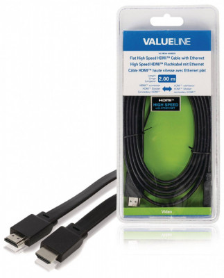 Cablu HDMI tata - HDMI tata plat 2m 4K High Speed cu Ethernet Valueline foto