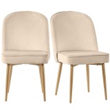 Set de 2 scaune de dining din catifea, Bej | Aosom Romania