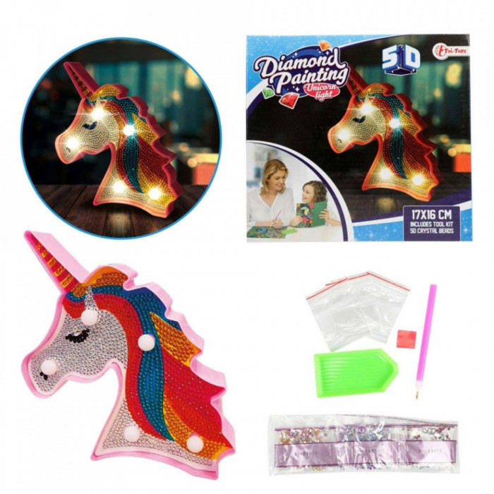 Set creatie cu diamante, lampa unicorn - Toi-Toys