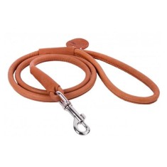 Lesa de piele rotunda pentru caini - 183cm, 4mm - maro foto