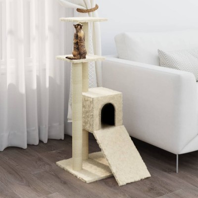 vidaXL Ansamblu pisici cu st&amp;acirc;lpi din funie de sisal, crem, 92 cm foto
