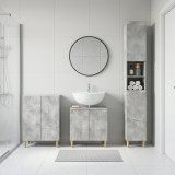 Cumpara ieftin Set de cabinet pentru baie cu 3 piese DELFT Gri Beton