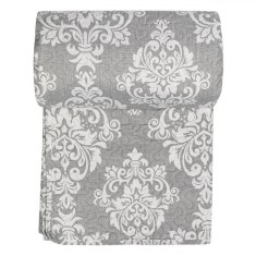 Cuvertură Pat Dublu, Model Damask, Material Poliester, Culoare Gri, Dimensiuni 220x240cm