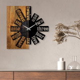 Ceas de perete, Wooden Clock 40, Lemn/metal, Dimensiune: 56 x 3 x 58 cm, Nuc deschis / Negru, Tanelorn