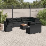 Cumpara ieftin Set canapele de grădină cu perne, 11 piese, negru, poliratan