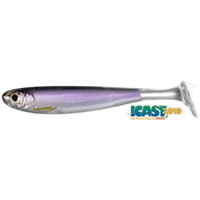 Shad Live Target Slow Roll Shiner Paddle Tail, Silver / Purple, 12.5cm, 4buc/pac foto