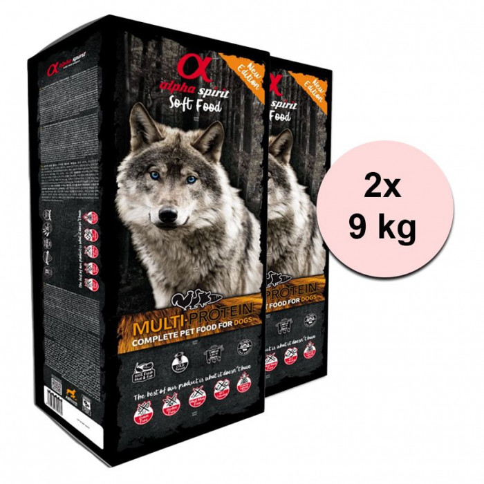 Alpha Spirit Complete Soft Dog Food &ndash; Multiproteine 2 x 9 kg