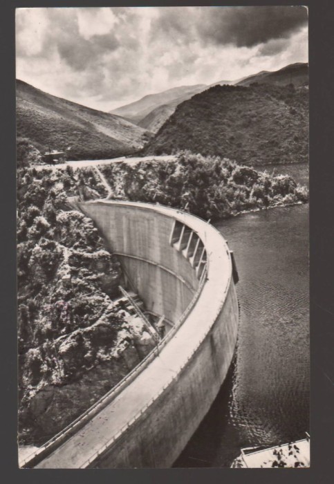 CPIB 23642 CARTE POSTALA - SADU. BARAJUL NOGOVANU SI LACUL DE ACUMULARE AL UZINEI HIDROELECTRICE, RPR, CIRCULATA, 1966, STAMPILE, TIMBRU