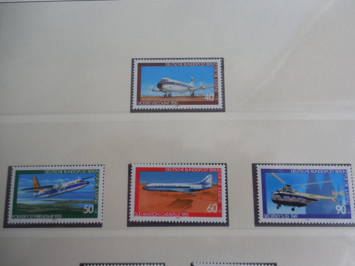 Serie timbre nestampilate aviatie Germania Berlin Vest MNH Berlin West