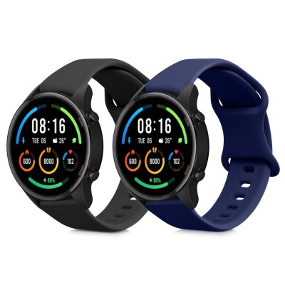 Set 2 curele pentru Xiaomi Mi Watch/Mi Watch Color Sport, Kwmobile, Negru/Albastru, Silicon, 59164.01 foto