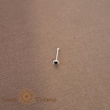 Piercing pentru nas din argint cu cristal zirconia negru - realizat in Thailanda