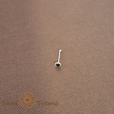 Piercing pentru nas din argint cu cristal zirconia negru - realizat in Thailanda foto