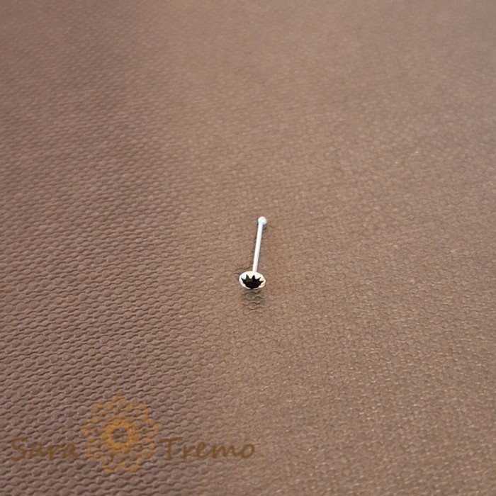 Piercing pentru nas din argint cu cristal zirconia negru - realizat in Thailanda