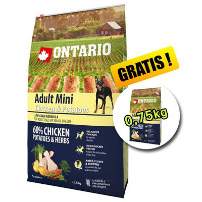 ONTARIO Adult Mini - chicken and potatoes 6,5kg + 0,75kg foto