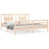 Cadru pat cu tablie 200x200 cm, lemn masiv de pin
