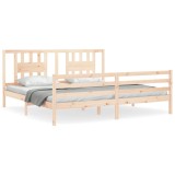 Cumpara ieftin Cadru pat cu tablie 200x200 cm, lemn masiv de pin