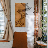 Decoratiune de perete, Oragami, lemn/metal, 36 x 60 cm, negru/maro, Enzo