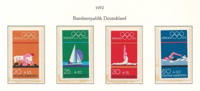 Germania 1972 Mi 719/22 MNH - Jocurile Olimpice vara, Munchen (IV) foto