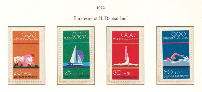 Germania 1972 Mi 719/22 MNH - Jocurile Olimpice vara, Munchen (IV)