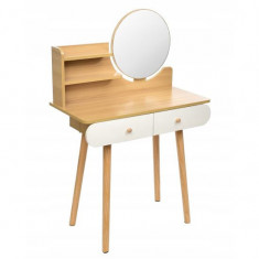 Masa de toaleta, machiaj, alba, cu oglinda, model scandinav, 80x40x122 cm, Scandi GartenVIP DiyLine foto