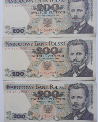 bancnote 200 zloti 1988 consecutive foto