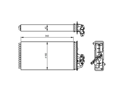 Radiator Incalzire Mercedes Vito (W638), 02.1995-07.2003, motor 2.1 CDI, 2.3 TD, diesel, 2.0, 2.3, benzina, aluminiu mecanic/plastic, 343x182x42 mm, foto