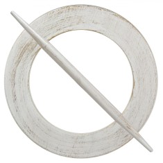 Brosă Perdea, Inel, MDF, Culoare Alb Aurie, 14 cm