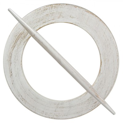 Brosă Perdea, Inel, MDF, Culoare Alb Aurie, 14 cm foto