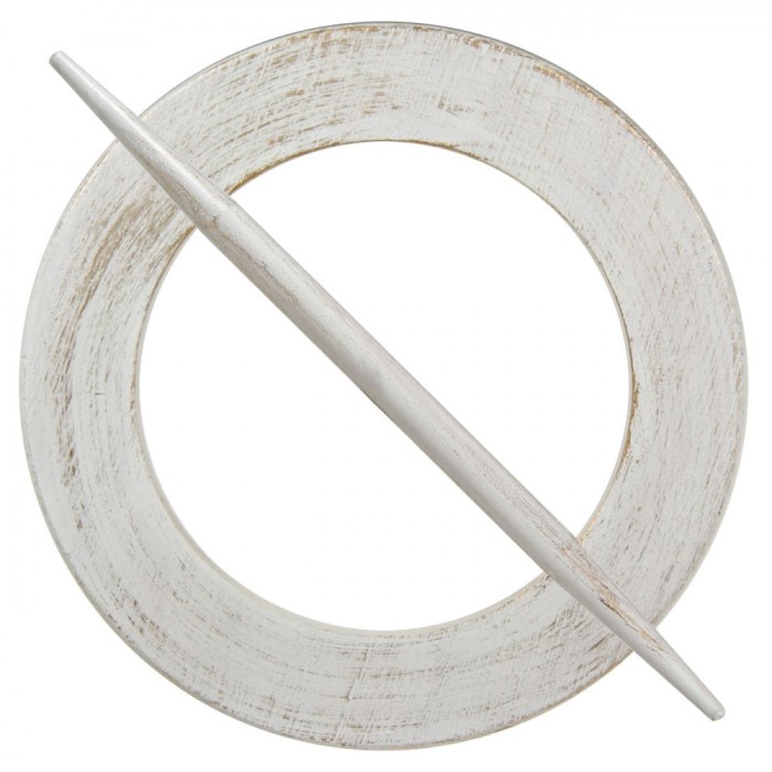 Brosă Perdea, Inel, MDF, Culoare Alb Aurie, 14 cm