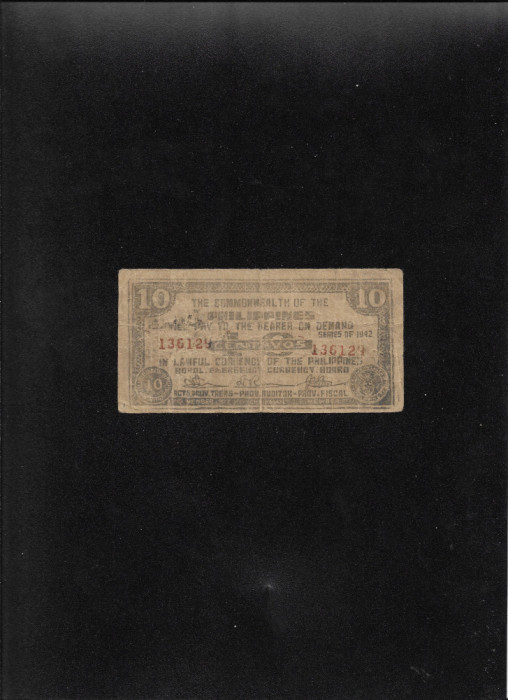 Rar! Filipine Philippines Bohol 10 centavos 1942 seria136129