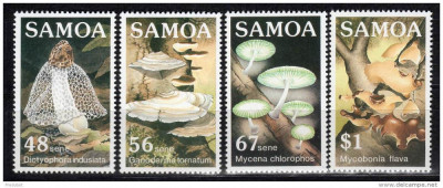 !!! RARR : SAMOA - CIUPERCI 1985 , 4 VALORI - NESTAMPILATE / FLORA foto