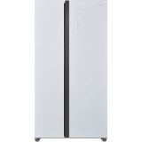 Side by side Heinner HSBS-HM532NFGWHE++, 532 l, No frost, Display LED, Clasa E, Smart, Alarma usa deschisa, H 177 cm, Sticla alba