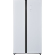 Side by side Heinner HSBS-HM532NFGWHE++, 532 l, No frost, Display LED, Clasa E, Smart, Alarma usa deschisa, H 177 cm, Sticla alba