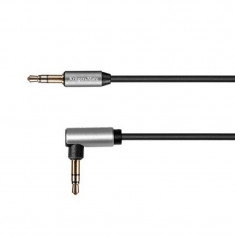 Cablu spiralat Kruger&amp;Matz, 2 x jack stereo 3.5 mm tata, 1 m, conector 90 grade