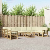 vidaXL Set de canapele de exterior cu pernă 11 pcs Alb și crem 3388334