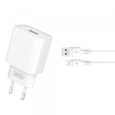Incarcator Retea Cu Cablu USB-C XO Design CE02D, 18W, 3A, 1 x USB-A, Alb