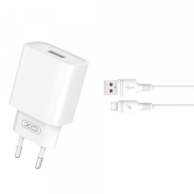 Incarcator Retea Cu Cablu USB-C XO Design CE02D, 18W, 3A, 1 x USB-A, Alb foto