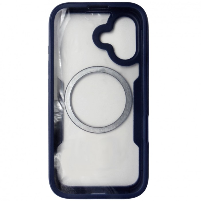 Husa tip 360, spate si fata, plastic si TPU bleumarin, magnet, pentru Apple iPhone 16