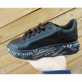 Sneakers Barbati MBrands cu talpa flexibila, din piele ecologica, negru cu scris argintiu - 39