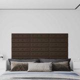 Panouri perete 12 buc. maro, 60x15 cm, piele ecologică, 1,08 m&sup2;