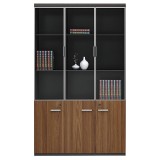 Cumpara ieftin Biblioteca Oscar cu usi din sticla de culoare nuc - anacit 120x40x200cm