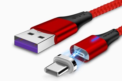 CABLU DATE INCARCARE 2IN1 FAST CHARGE 3.0 USB LA MICRO USB/TYPE-C 1.5M 5A ROSU foto