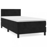 Cumpara ieftin Pat box spring cu saltea, negru, 80x200 cm, catifea