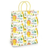 Sacosa Hello Safari, din hartie cu maner de hartie rasucit, 33 x 45.7 x 10.2 cm