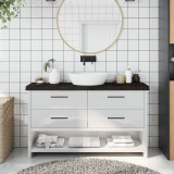 VidaXL Blat de baie, maro &icirc;nchis, 120x30x(2-6) cm, lemn masiv tratat