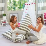 Husa pentru Bean Bag Butterfly, panza/bumbac, alb/gri, 76,2 x 127 x 88,9 cm